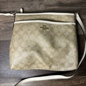 Coach F29210 Leather Canvas Crossbody File Bag